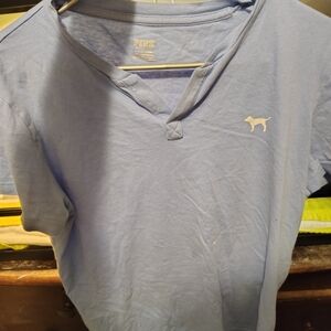 PINK Victoria's Secret Light Blue V-Neck Tee